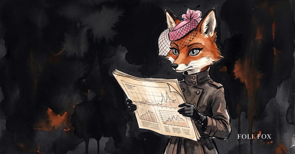 A fox measuring one doorway with two rulers of different lengths, illustrating ai search traffic measurement
