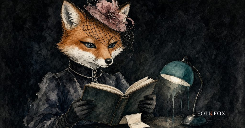 An ink-drawn fox reading a book with a hidden note, illustrating ai security
