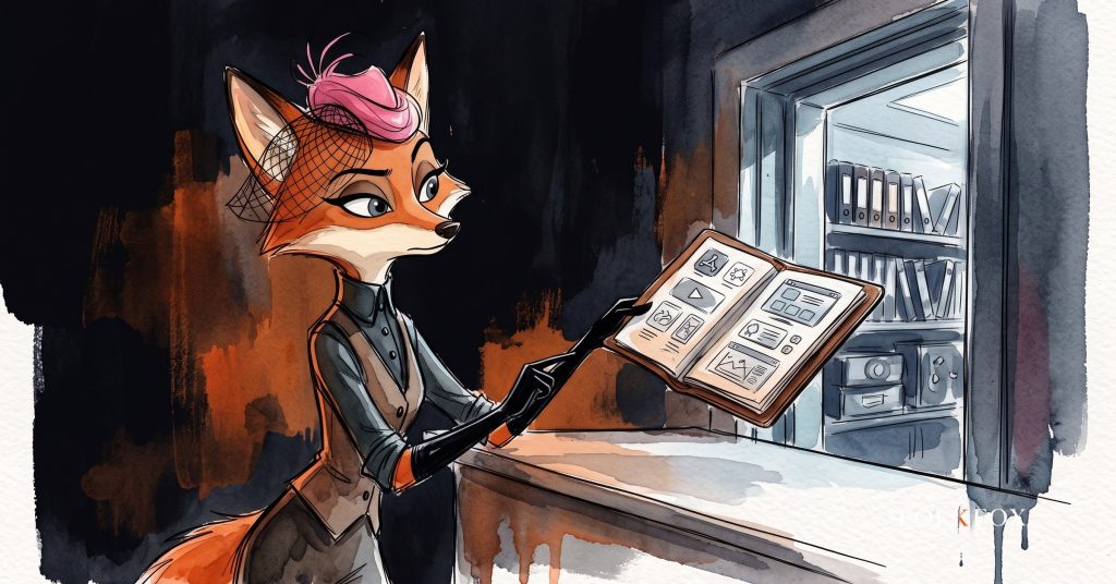 An ink-drawn fox in a folkfox forest beside a calendar, illustrating app store assets.