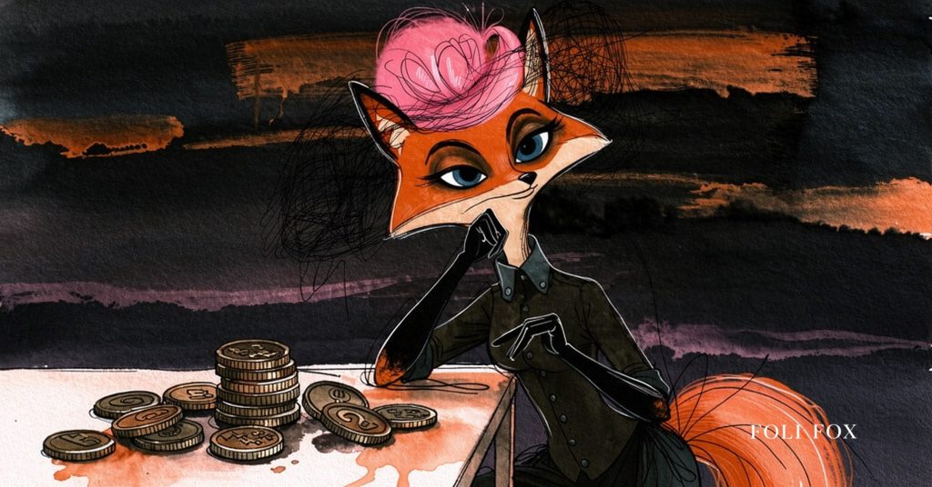 An ink-drawn fox in a folkfox forest beside a coins, illustrating chatgpt ads manager.