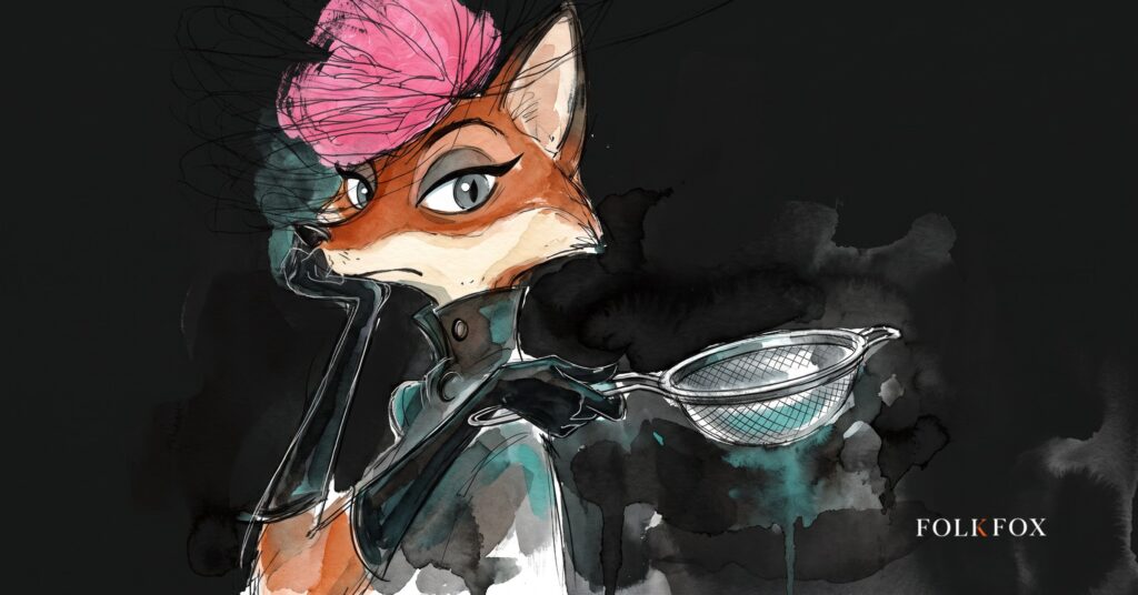 A fox sieves overlapping cui marking requirements from a drift of defence paperwork under a shuttered lamp