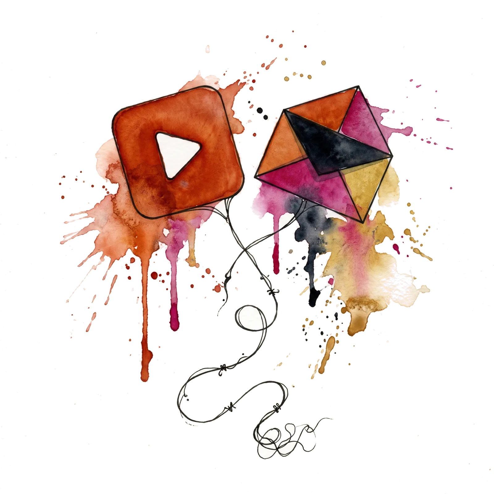 Watercolour play-square kite emblem for Demand Gen