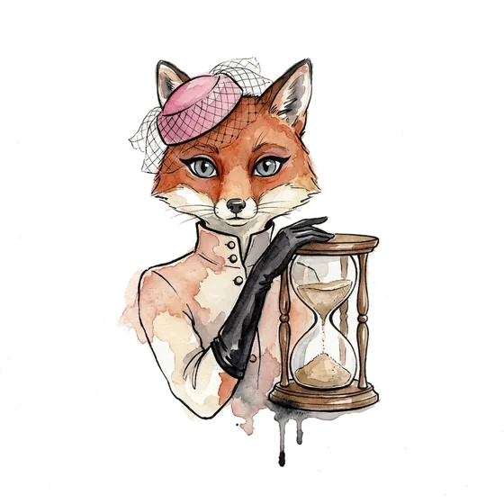 dsa compliance window: an ink-drawn fox watching a large hourglass run