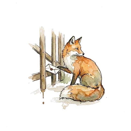 A watercolour fox setting a parcel down beyond a gate and walking away, illustrating how hermes agent hands a task to a background session A watercolour fox setting a parcel down beyond a gate and walking away, illustrating how hermes agent hands a task to a background session