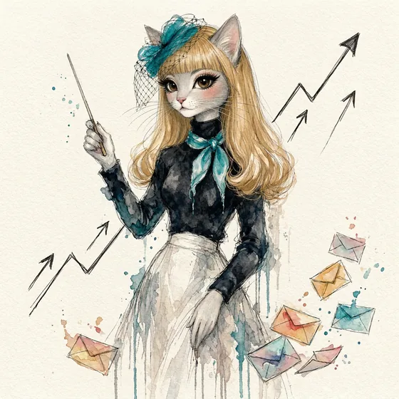 The folkfox cat conducting a rankings recovery from the Google spam update, baton raised over rising hand-drawn ranking lines The folkfox cat conducting a rankings recovery from the Google spam update, baton raised over rising hand-drawn ranking lines