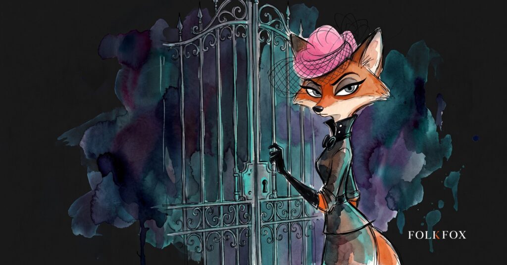 A fox listening at a gate in dense woodland, illustrating identity security posture management