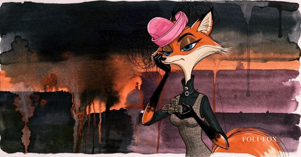 An ink-drawn fox in a folkfox forest beside a coins, illustrating meta ads attribution.
