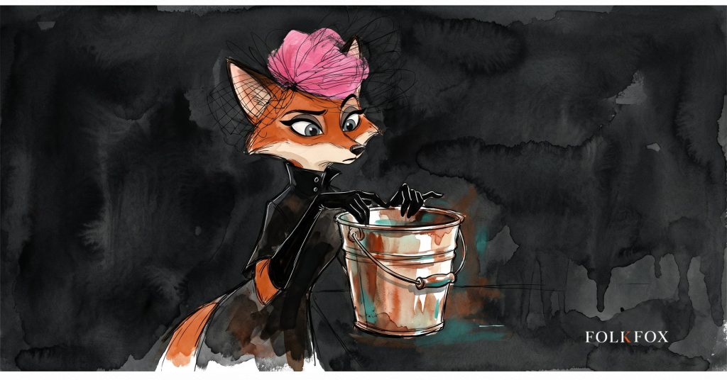 A fox raising a hooded lantern to a row of industrial control dials, illustrating ot cybersecurity
