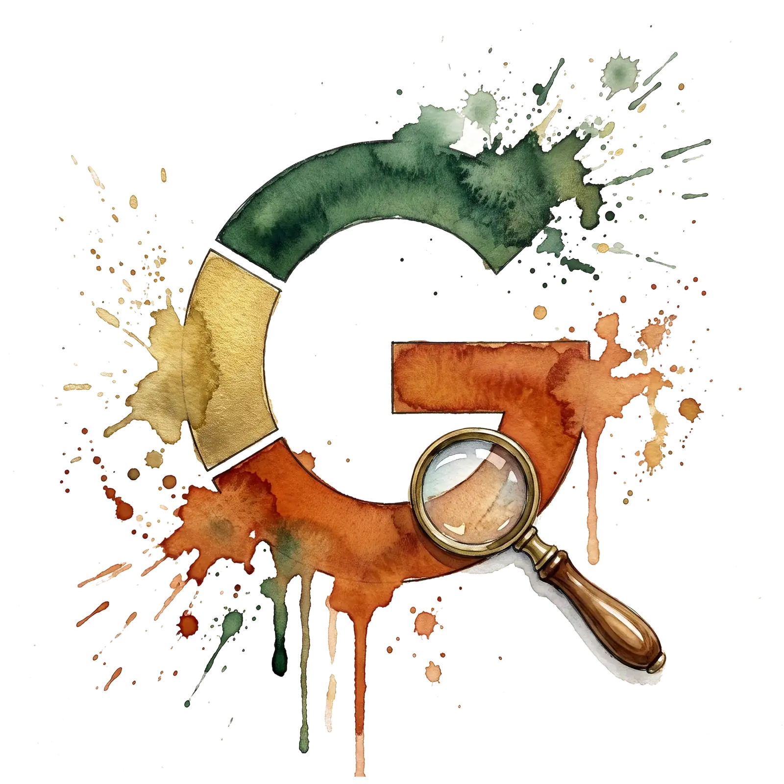Watercolour letter G emblem for search campaigns
