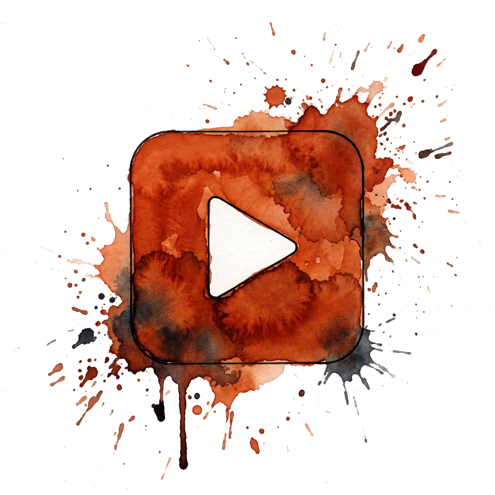 Watercolour play button emblem for YouTube ads