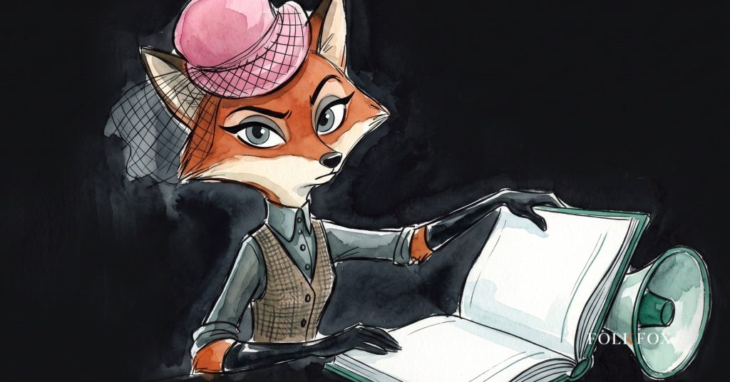 An ink-drawn fox in a folkfox forest beside a stethoscope, illustrating weight loss advertising.