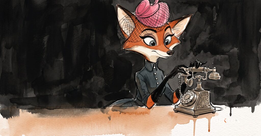 An ink-drawn fox in a folkfox forest, illustrating apple ads benchmarks.