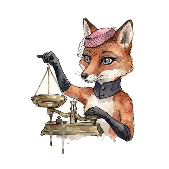 amazon ppc advertising on a tilted scale: an ink-drawn fox lifting one pan of a balance to reveal a hidden weight beneath it amazon ppc advertising on a tilted scale: an ink-drawn fox lifting one pan of a balance to reveal a hidden weight beneath it