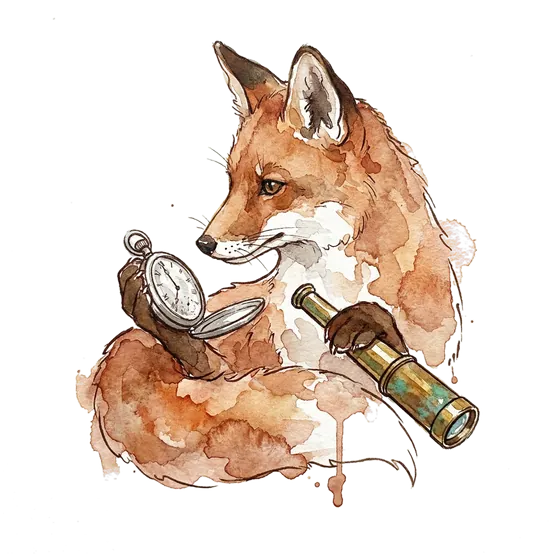 adservices attribution now carries a clock: an ink-drawn fox checking a pocket watch against a small brass telescope adservices attribution now carries a clock: an ink-drawn fox checking a pocket watch against a small brass telescope