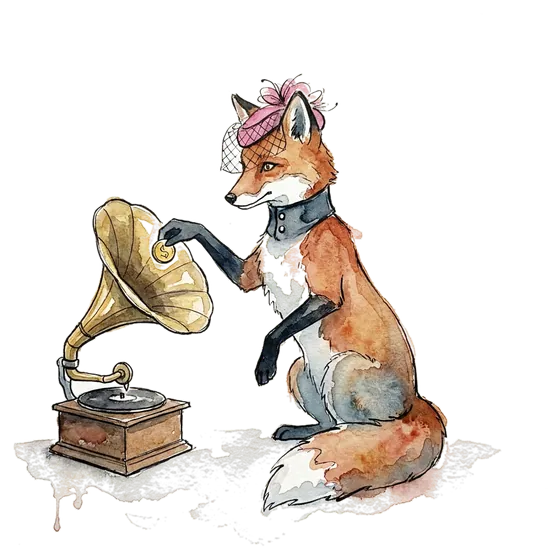 music copyright law meets equity: an ink-drawn fox dropping a single coin into the horn of a gramophone music copyright law meets equity: an ink-drawn fox dropping a single coin into the horn of a gramophone