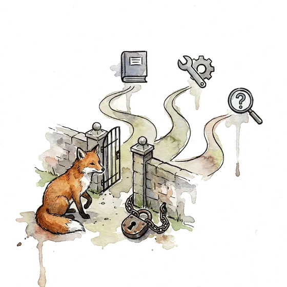 A fox following four x402 payments markers from an API request to a verified response