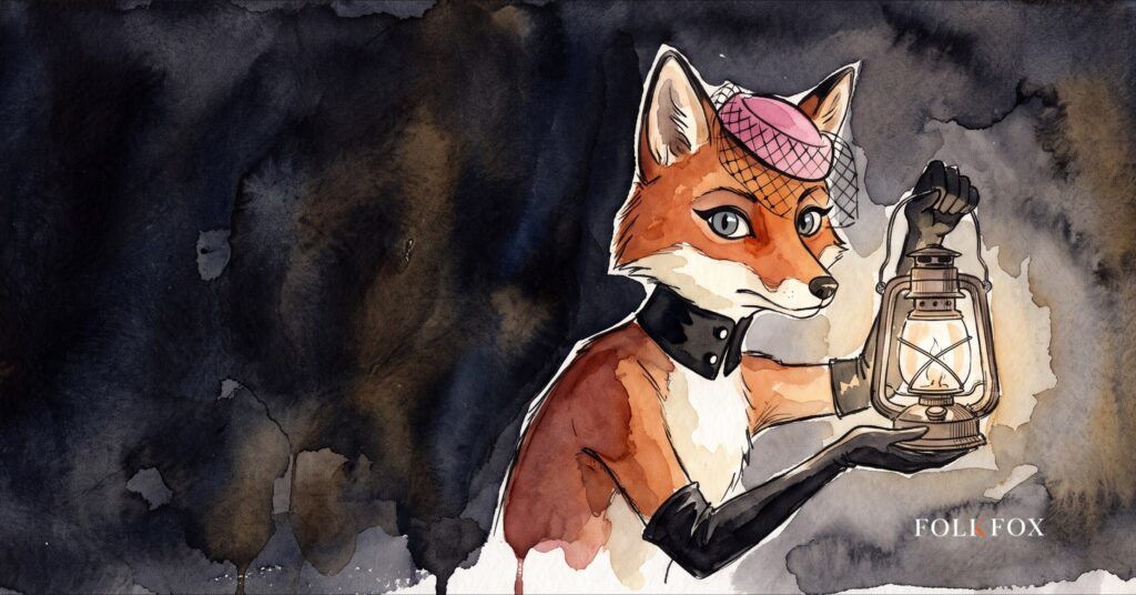A wary fox following a fading click trail through a search hedgerow