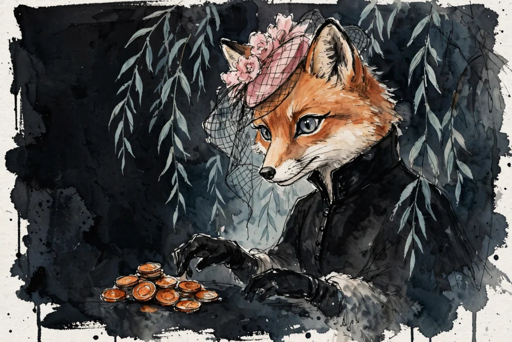An ink-drawn fox in a folkfox forest, illustrating meta reels ads.