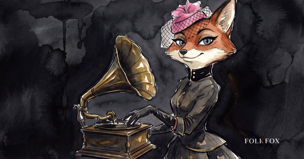 A fox beside a gramophone in a boardroom, on music copyright law and Stability AI's label equity deal