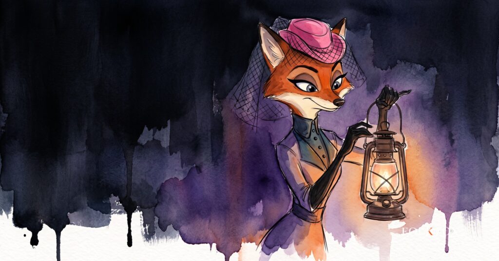 A fox reading payment terms before opening a gate to a paid API