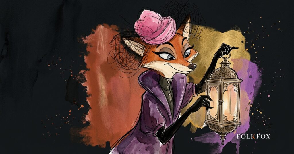 An ink-drawn fox compares a small and a large lantern, illustrating Coinbase Advanced and a returning Pro as two tiers of one brand