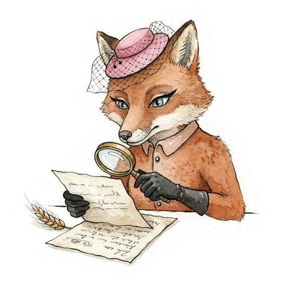 watercolour fox examining a sheet of writing through a magnifying glass, illustrating the ChatGPT watermark hidden in word choice watercolour fox examining a sheet of writing through a magnifying glass, illustrating the ChatGPT watermark hidden in word choice