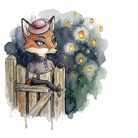 watercolour fox at a gate opening onto lantern-lit meadow, illustrating the TikTok ad network watercolour fox at a gate opening onto lantern-lit meadow, illustrating the TikTok ad network