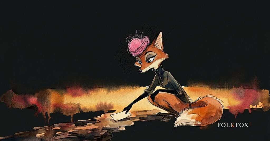 A vixen sets a small paper ticket on a moonlit trail, a picture for how to start a podcast on spotify.